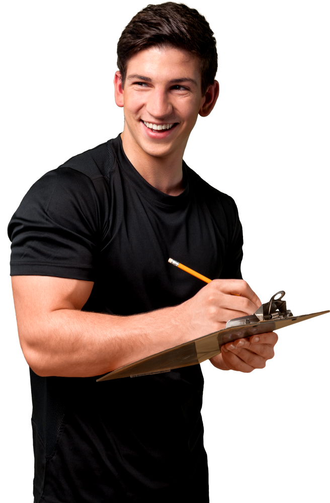 Male Holding a Clipboard